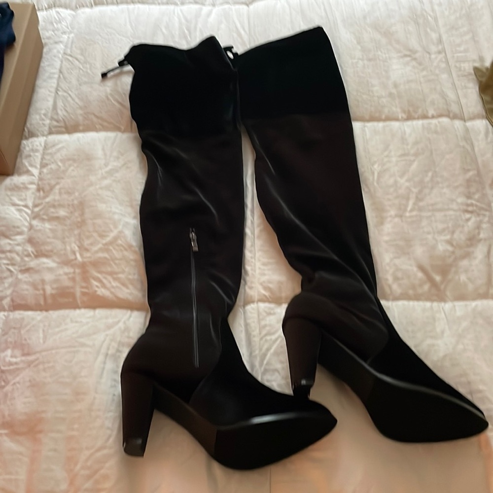 Catherine malandrino black velvet over the knee boots